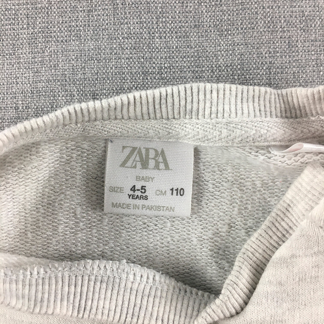 Zara Kids Boys Sweater Size 4 - 5 Years Grey Blue Monster Jumper