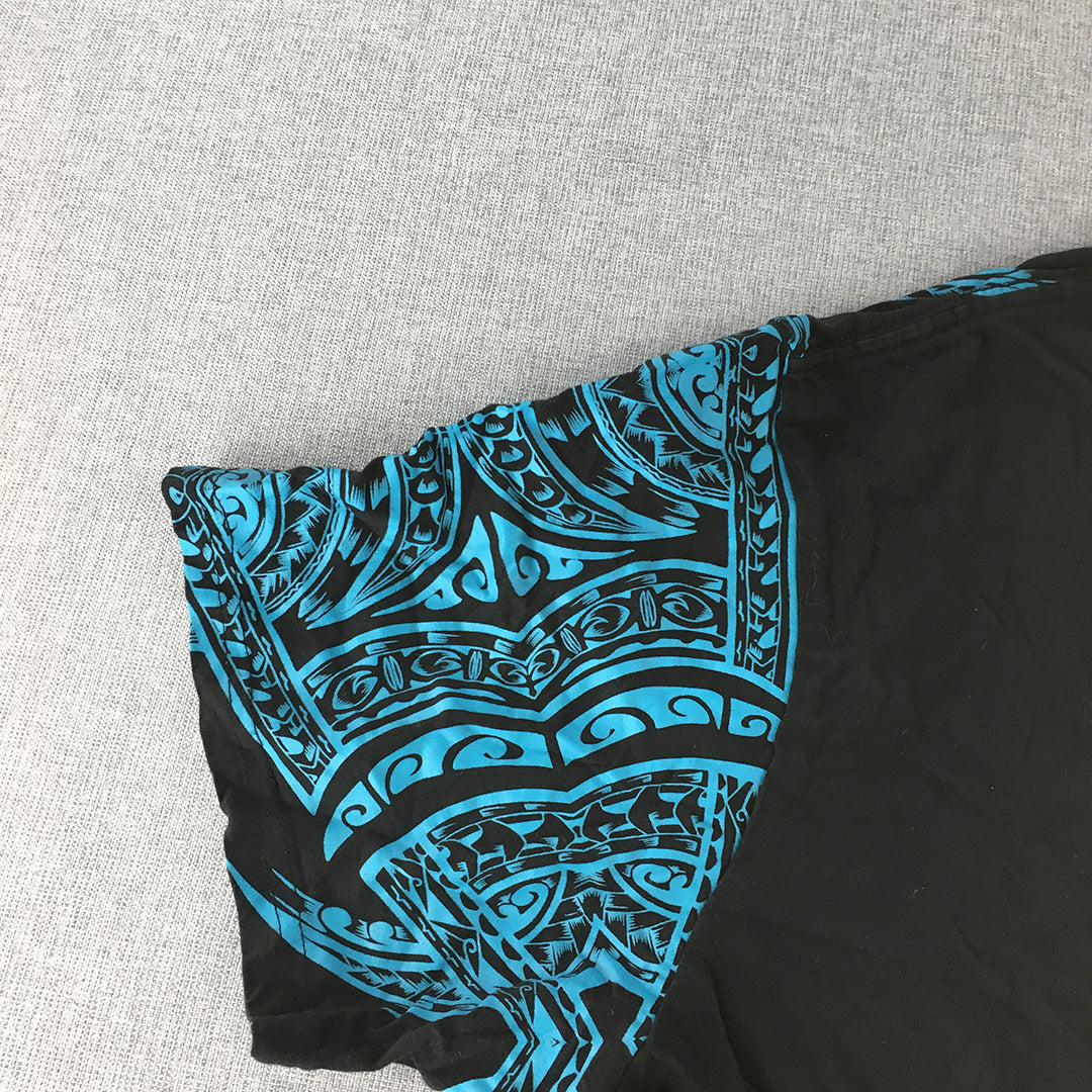 Fiji Womens T-Shirt Size 2XL Black Blue Short Sleeve Crew Neck Tee