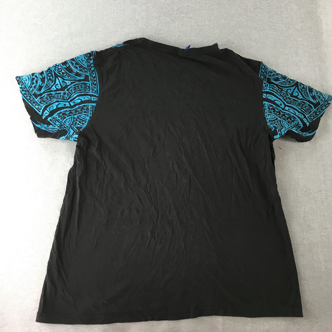 Fiji Womens T-Shirt Size 2XL Black Blue Short Sleeve Crew Neck Tee