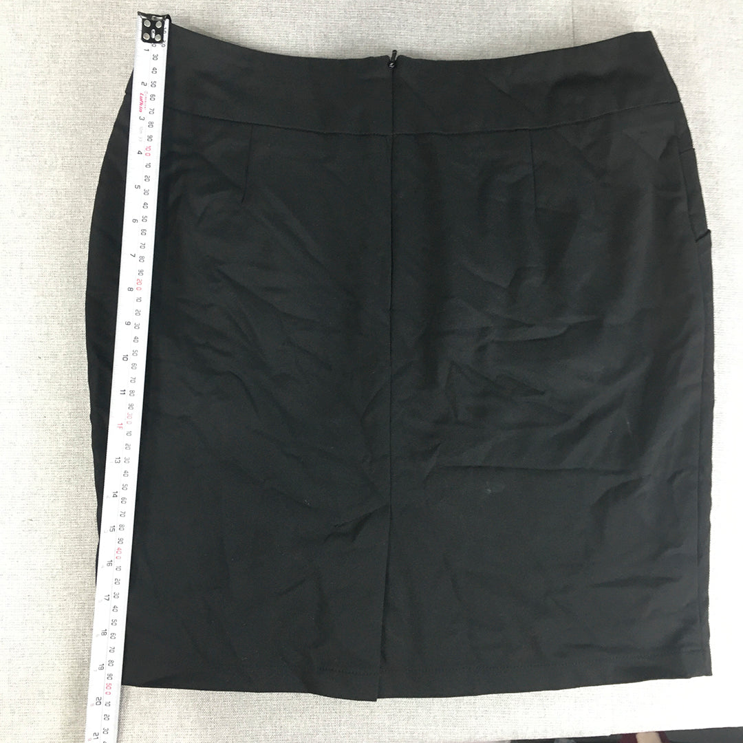 Forcast Womens Pencil Skirt Size 14 Black Midi Straight