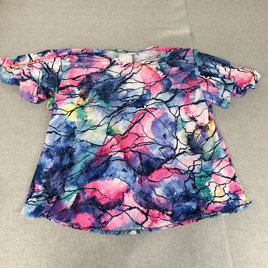 Wild Sugar Womens Top Size L Purple Pink Watercolour Abstract T-Shirt