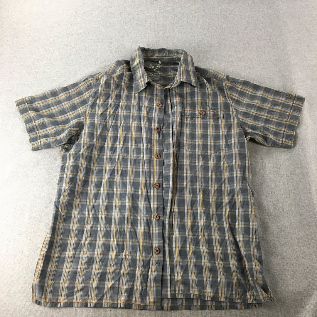 Kathmandu Mens Shirt Size M Grey Button-Up Short Sleeve Pocket Collared