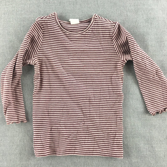 H&M Baby Girls Top Size 12 - 18 Months (1) Purple Striped Knit Toddler Shirt