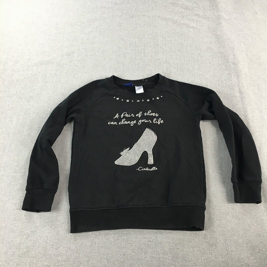 Dinsey Cinderella Kids Girls Sweater Size 10 Black Crew Neck Pullover Jumper