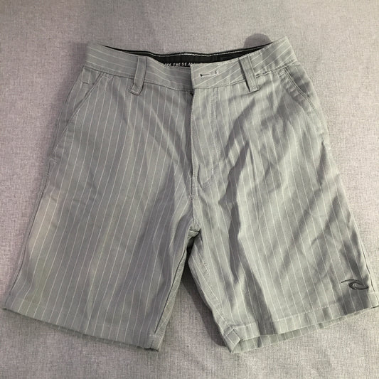 Rip Curl Kids Boys Chino Shorts Size 10 Grey Striped Pockets Embroidered Logo