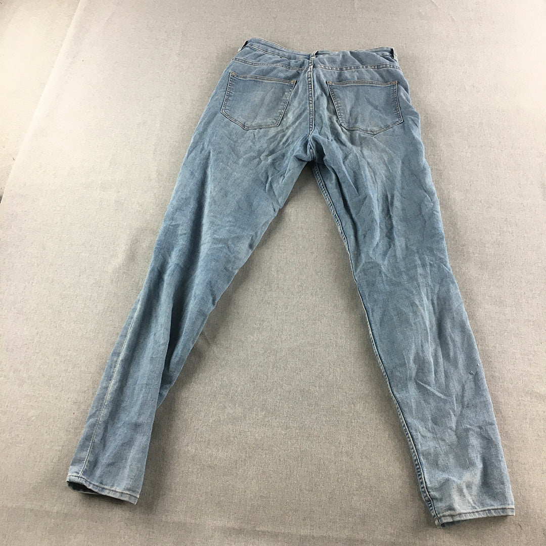 H&M Womens Skinny Jeans Size 12 UK Blue Light Wash Denim Pockets