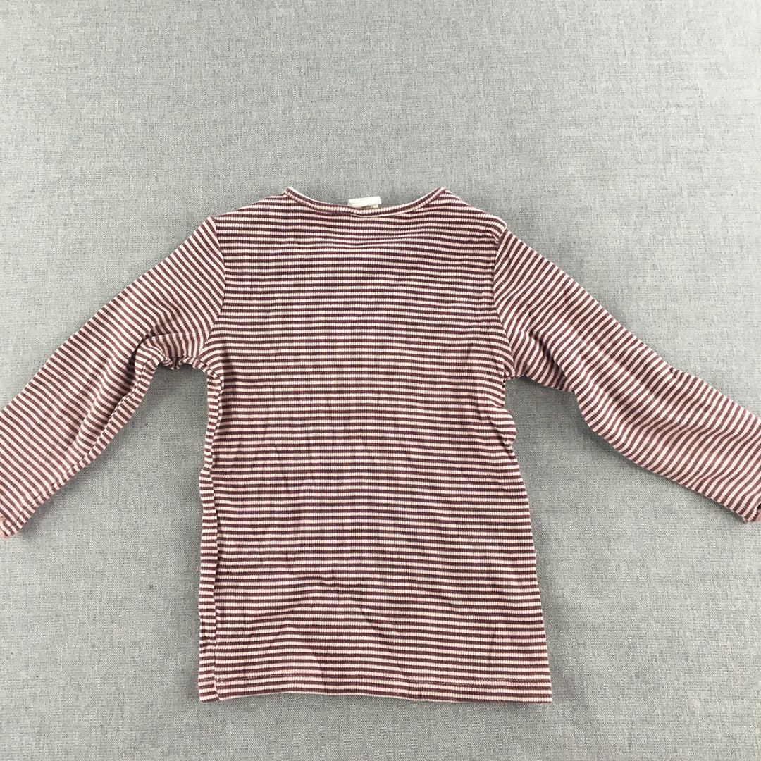 H&M Baby Girls Top Size 12 - 18 Months (1) Purple Striped Knit Toddler Shirt