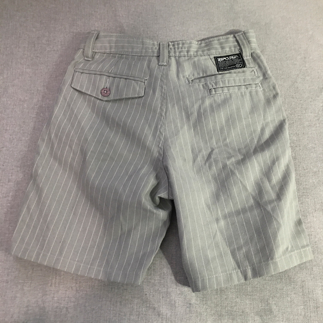 Rip Curl Kids Boys Chino Shorts Size 10 Grey Striped Pockets Embroidered Logo