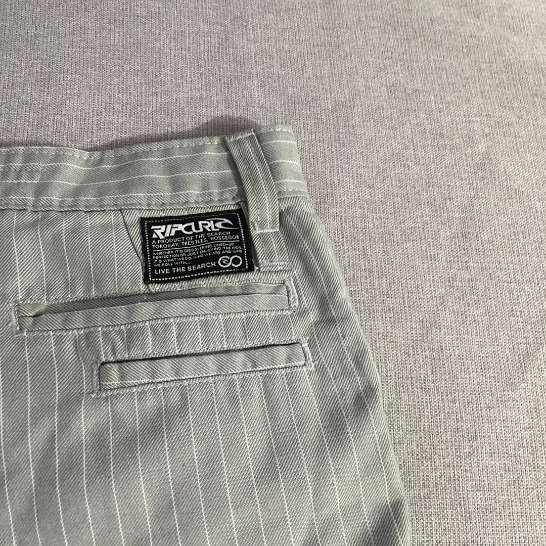 Rip Curl Kids Boys Chino Shorts Size 10 Grey Striped Pockets Embroidered Logo