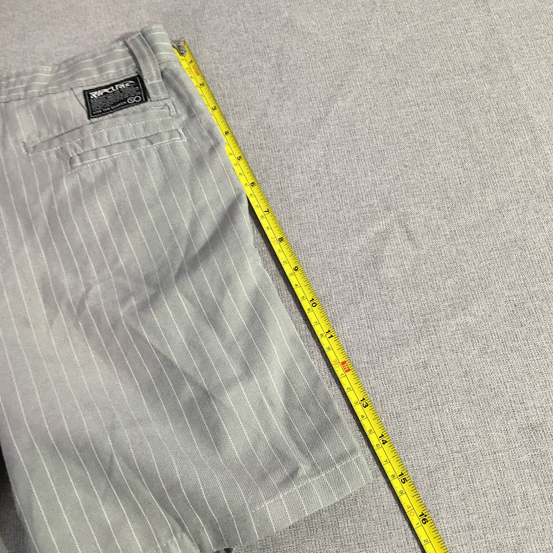 Rip Curl Kids Boys Chino Shorts Size 10 Grey Striped Pockets Embroidered Logo