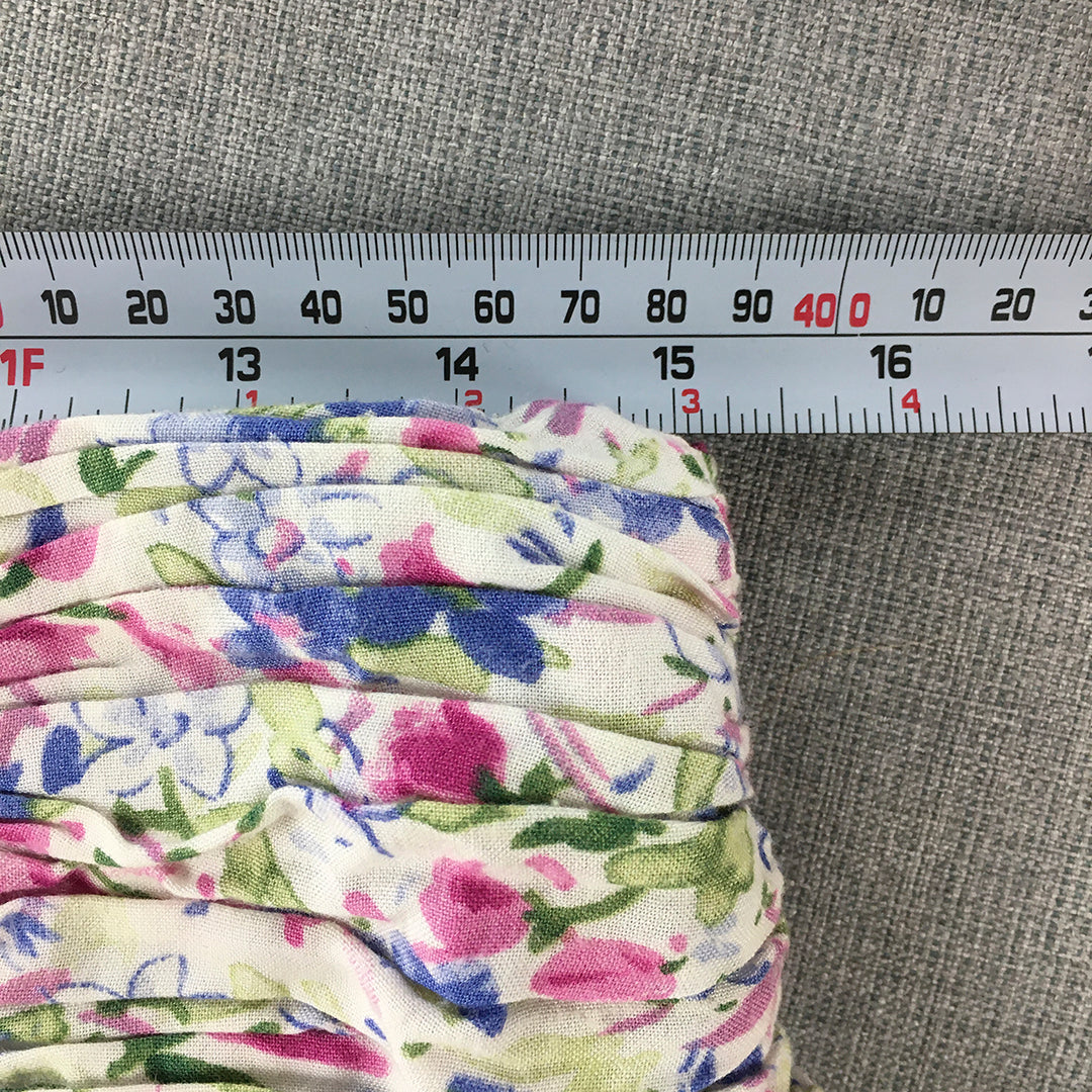 Seven Wonders Womens Mini Skirt Size L White Pink Floral Straight Ruched