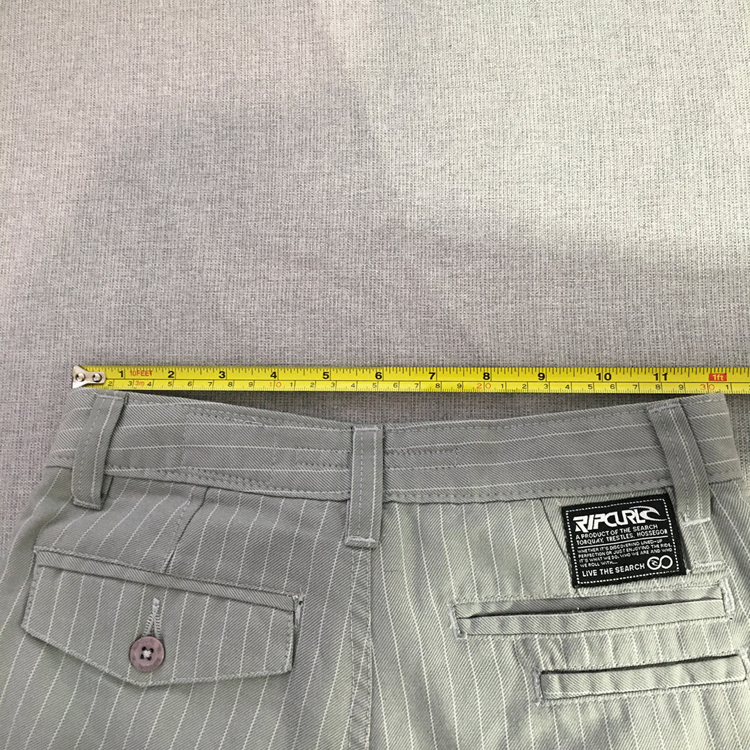 Rip Curl Kids Boys Chino Shorts Size 10 Grey Striped Pockets Embroidered Logo