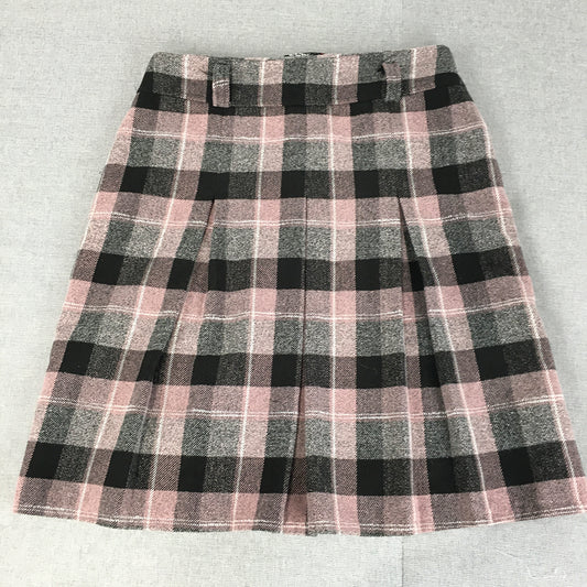 Baoyehuichao Womens Skirt Size M (W30) Pink Black Checkered Pleated A-Line