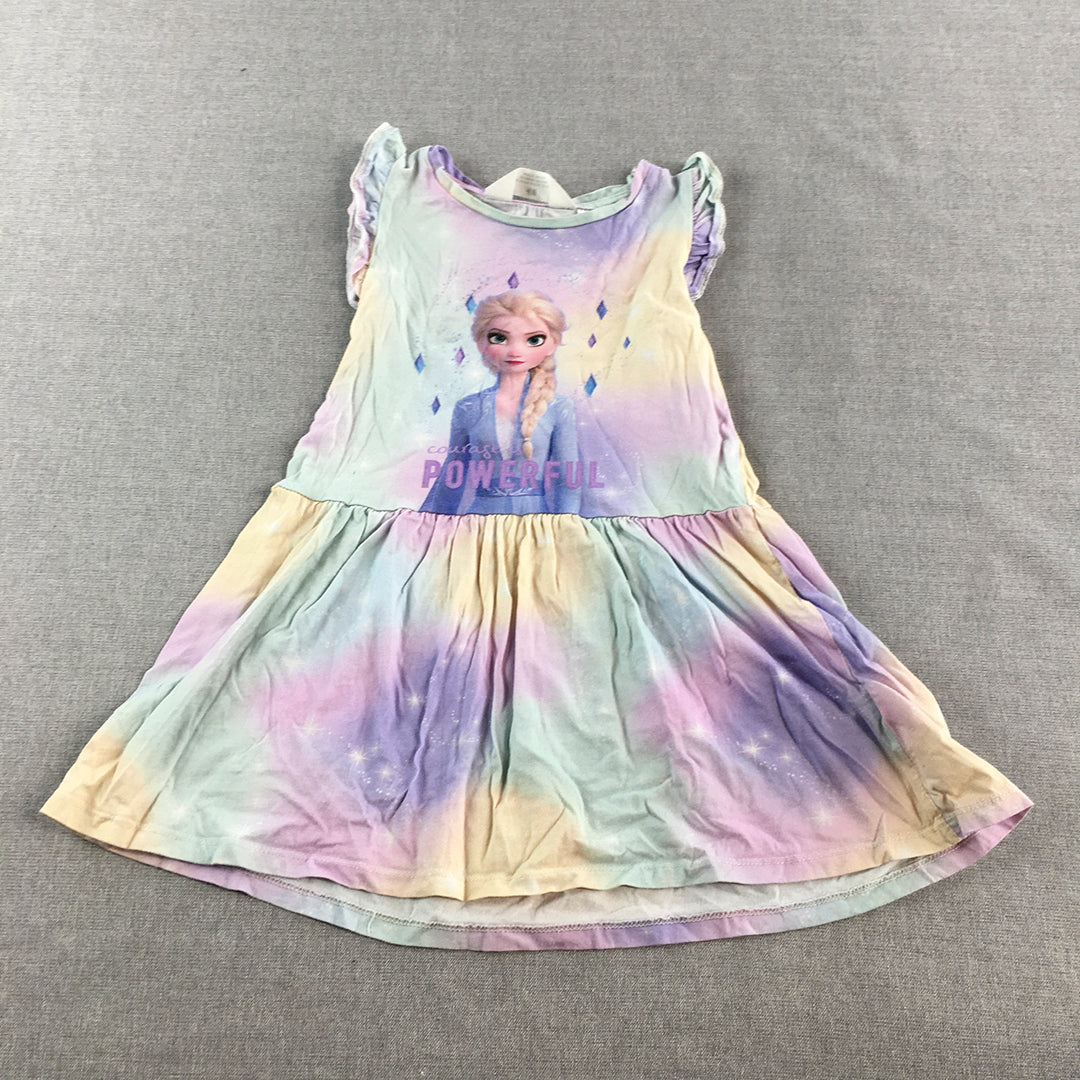 Disney Frozen Kids Girls Dress Size 5 - 6 Years Elsa Short Sleeve A-Line