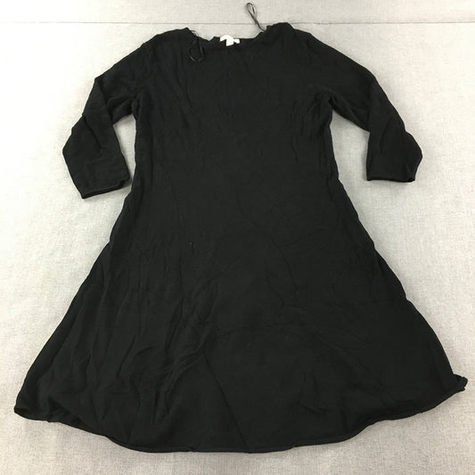 H&M Womens Knit Mini Dress Size L Black Long Sleeve A-Line