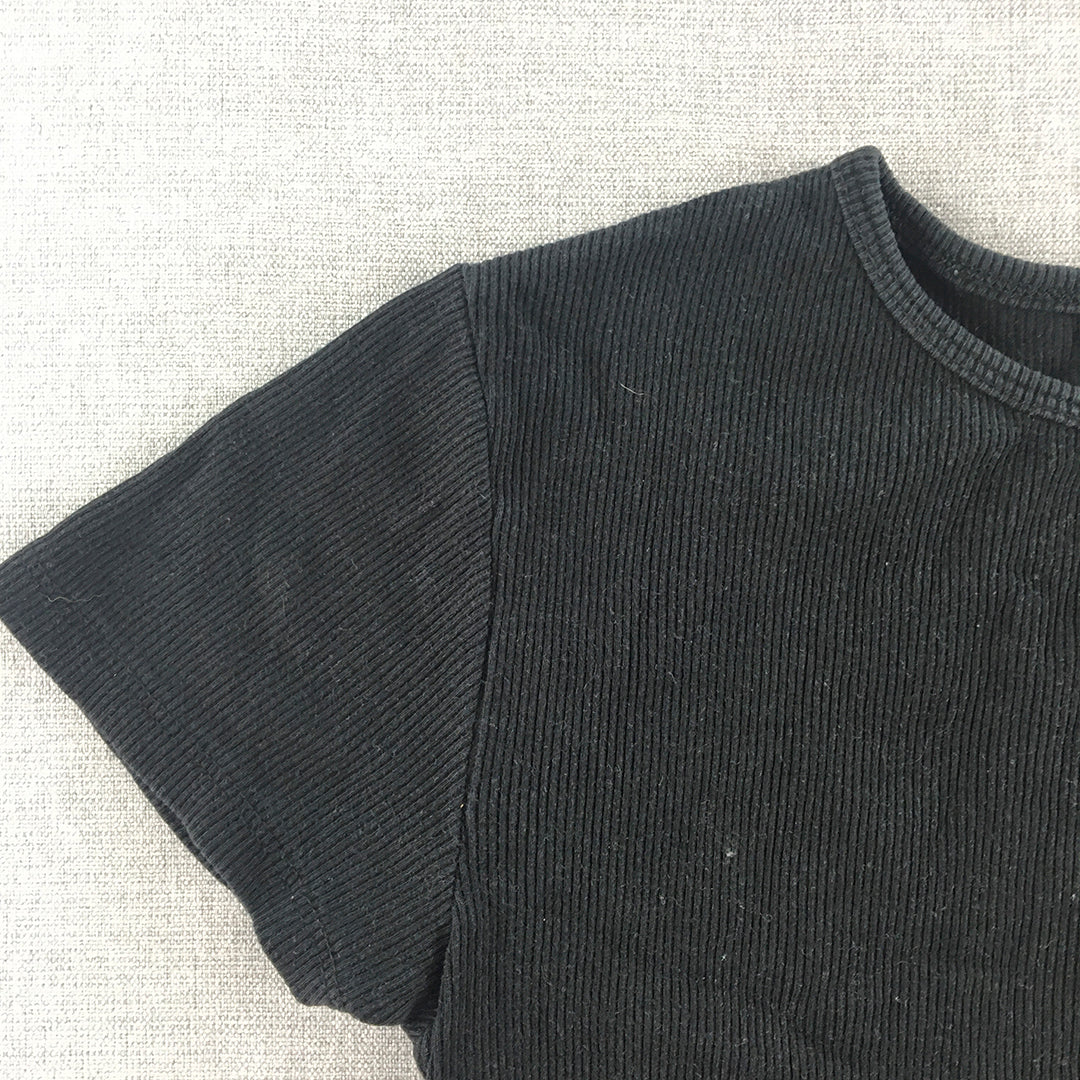 Zara Kids Girls T-Shirt Size 13 - 14 Black Knit Stretch Fabric Top