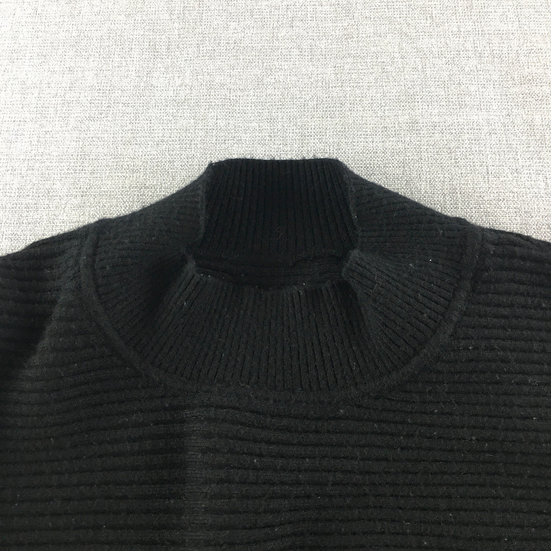 Decjuba Womens Knit Sweater Size XL Black Stretch Fabric Loose Fit Jumper