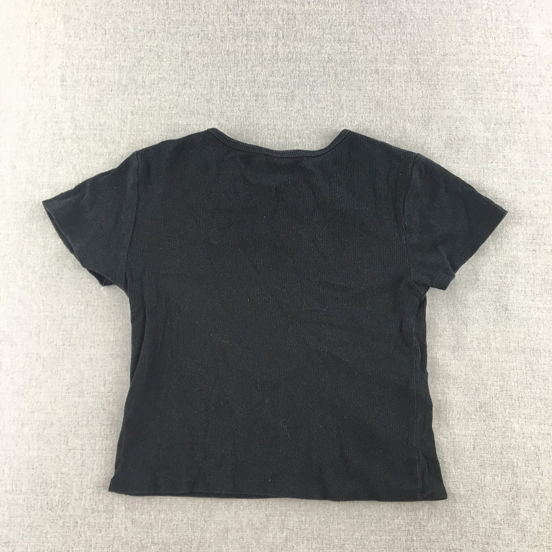 Zara Kids Girls T-Shirt Size 13 - 14 Black Knit Stretch Fabric Top