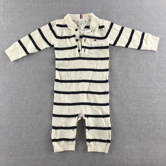 Tommy Hilfiger Baby Bodysuit Size 1 White Long Sleeve Striped One-Peice