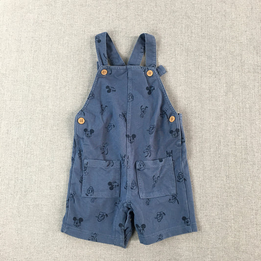 Disney Kids Overalls Size 1 Baby Toddler Blue One-Peice Playsuit Denim Mickey