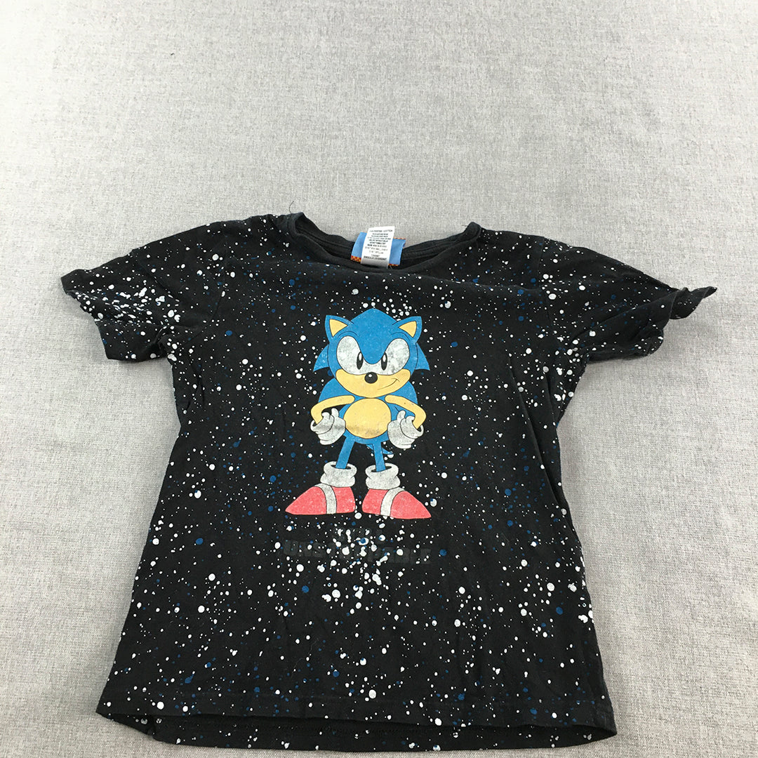 Sonic The Hedgehog Kids Boys T-Shirt Size 6 Black Short Sleeve Top