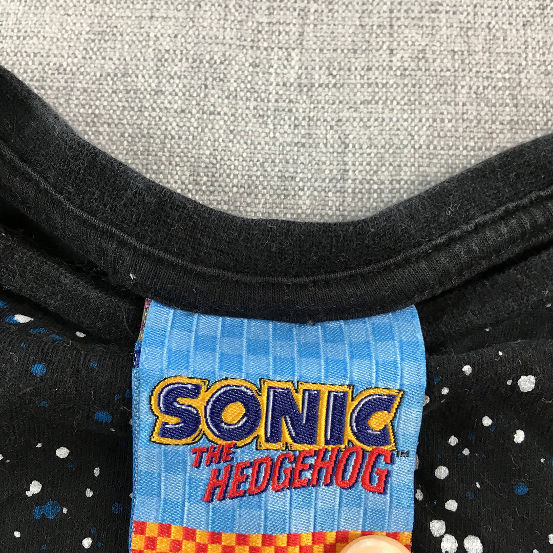 Sonic The Hedgehog Kids Boys T-Shirt Size 6 Black Short Sleeve Top