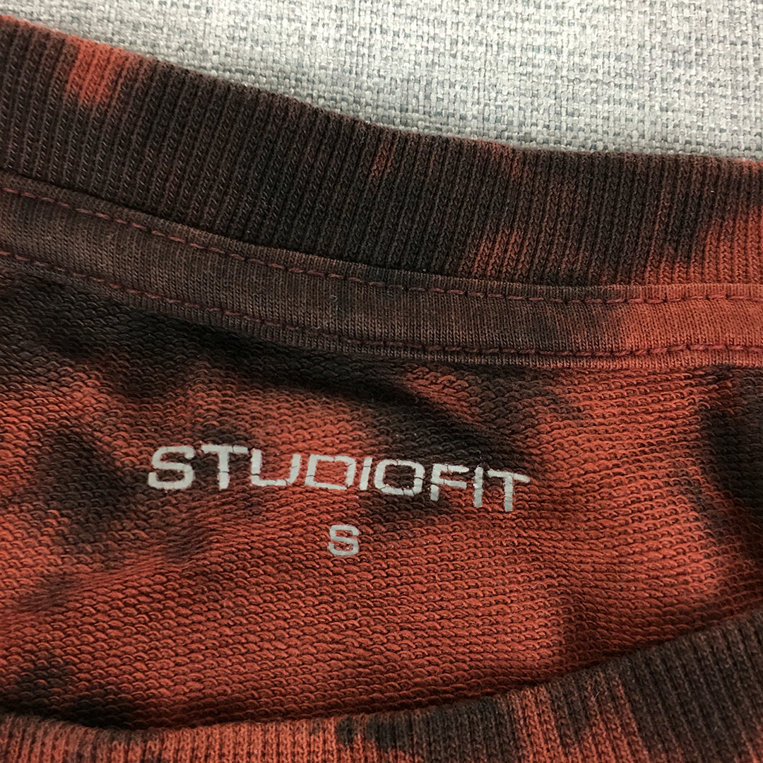 Studio Fit Womens Sweater Size S Red Tie-Dye Selectively Social Cropped Jumper