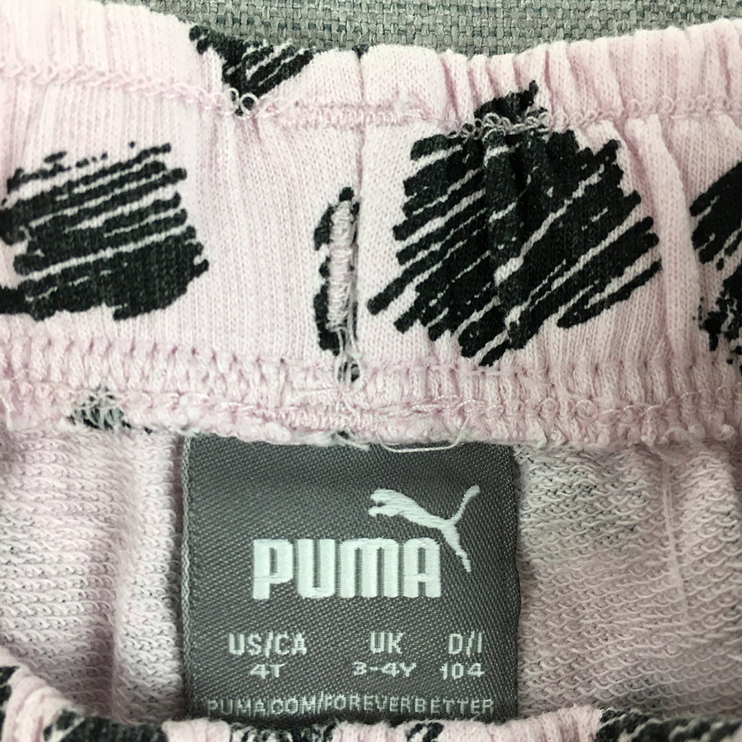 Puma Kids Girls Shorts Size 4 Toddler Pink Dot Logo Pockets Elastic Waist