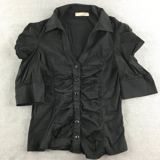 Arbigli Womens Shirt Size S Black Diamante Button-Up Shirt Blouse Italy