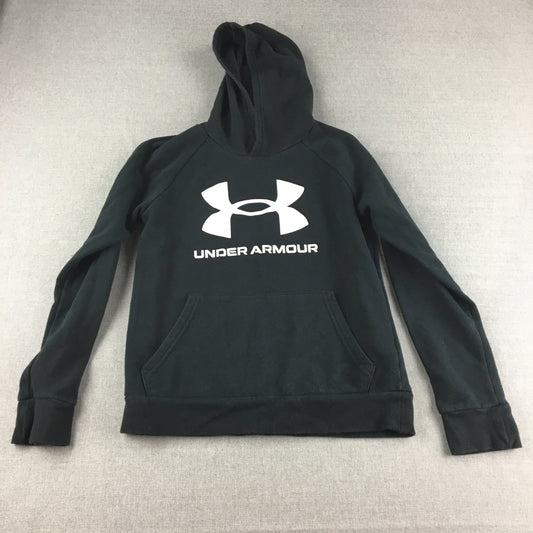 Under Armour Kids Boys Hoodie Sweater Youth Size L Black Logo Jumper