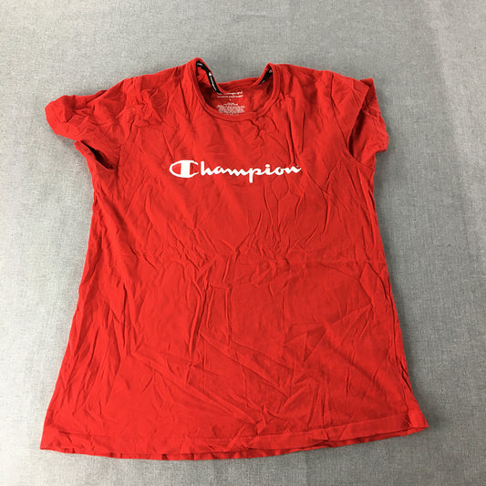 Champion Womens T-Shirt Size L Red Logo Short Sleeve Crew Neck Top