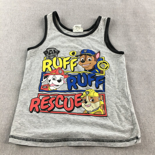 Paw Patrol Kids Boys Tank Top Size 4 - 6 Years Grey Sleeveless Shirt