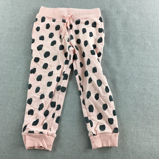 Country Road Kids Girls Jogger Pants Size 4 Pink Polka Dot Drawstring