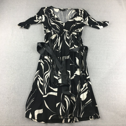 Tokito Womens Dress Size 8 Black Floral Stretch Fabric Midi