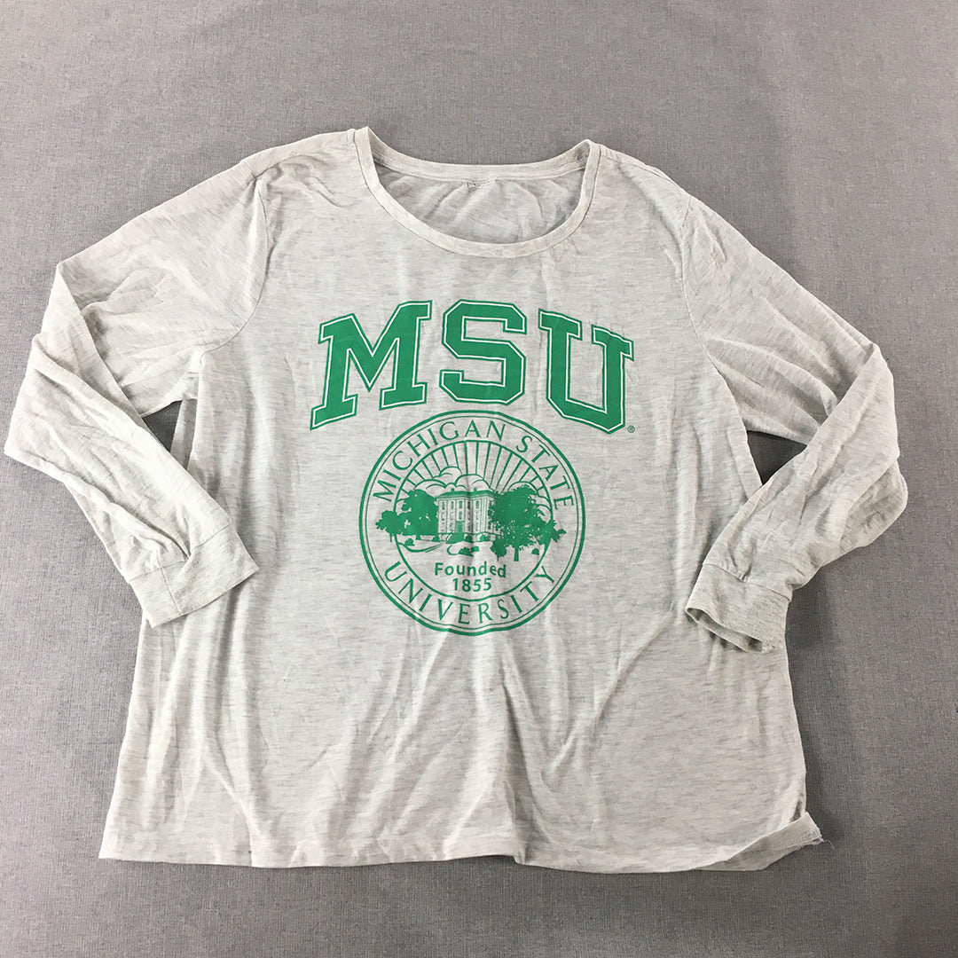 Michigan State University Mens Shirt Size S Grey MSU College Big Logo Pullover