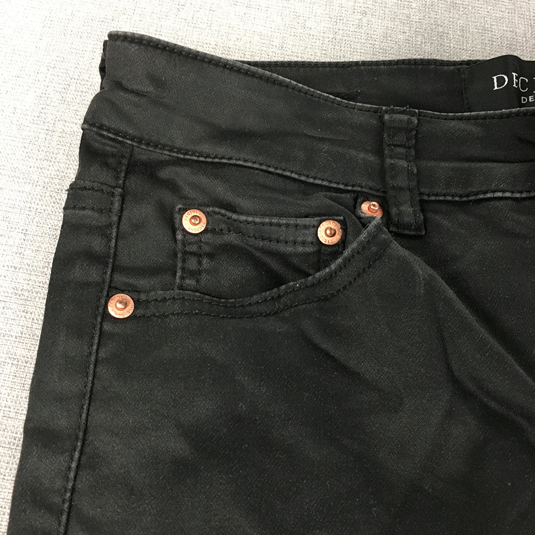 Decjuba Womens Skinny Jeans Size 10 (W26 x L25) Black Stretch Dark Wash Denim