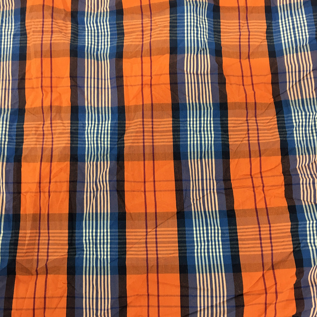 Izod Mens Shirt Size L Orange Checkered Long Sleeve Button-Up