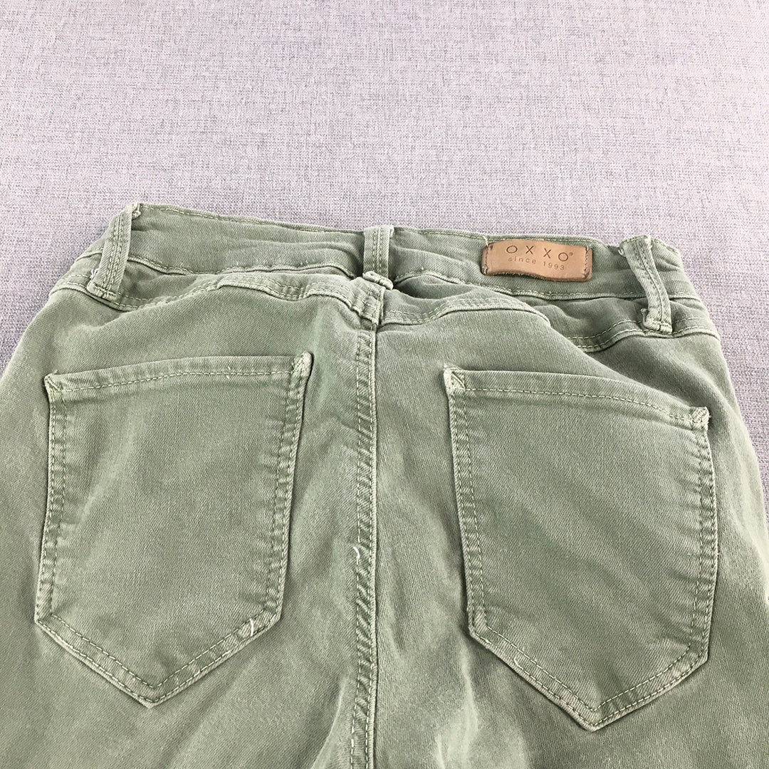 OXXO Womens Skinny Jeans Size XS Green Stretch Denim Pockets