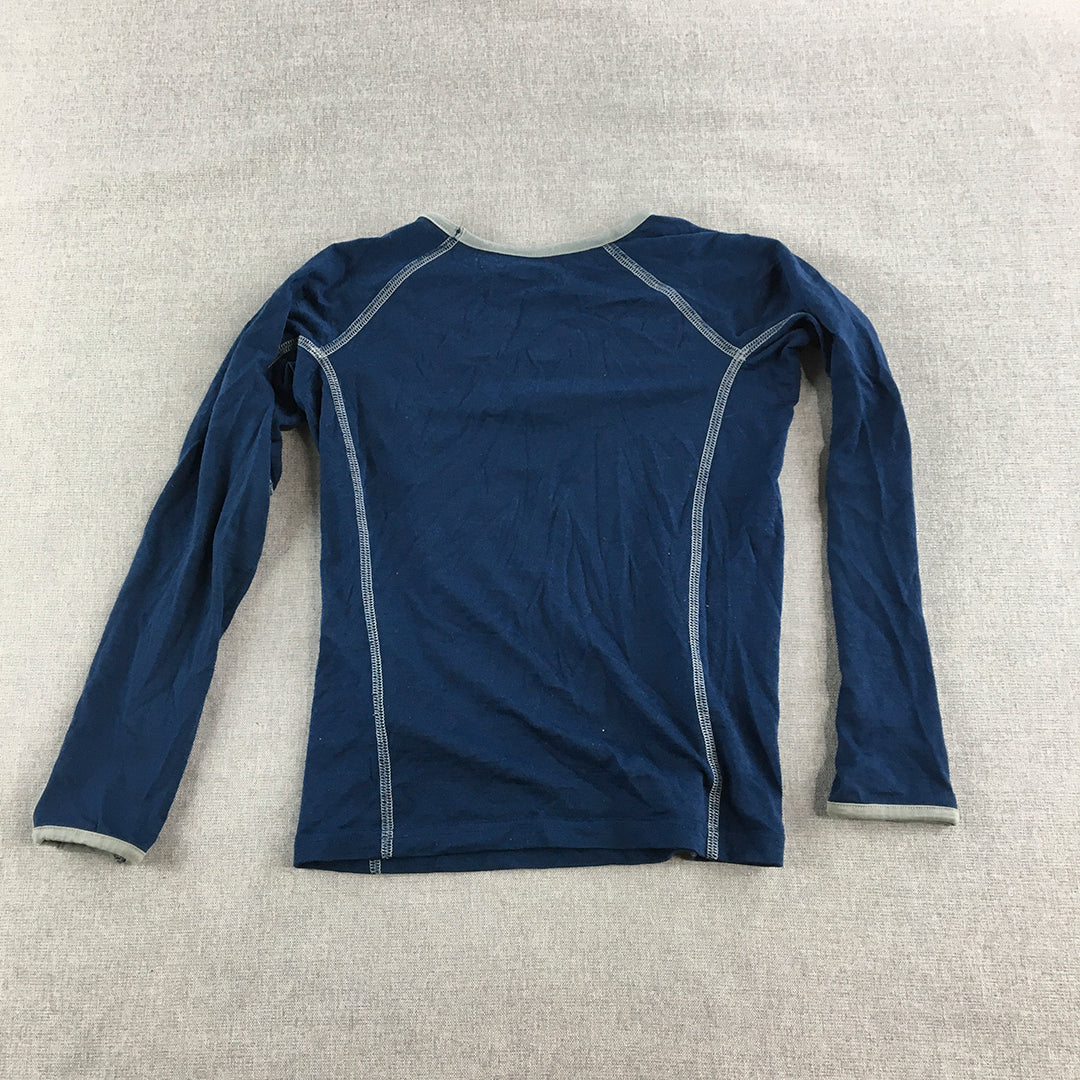 Kathmandu Kids Boys Merino Wool Top Size 8 Blue Long Sleeve Thermal Shirt