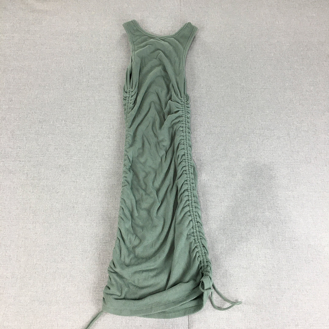 White Fox Womens Mini Dress Size XXS Green Ruched Sleeveless Stretch Knit