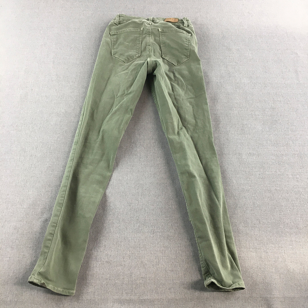 OXXO Womens Skinny Jeans Size XS Green Stretch Denim Pockets