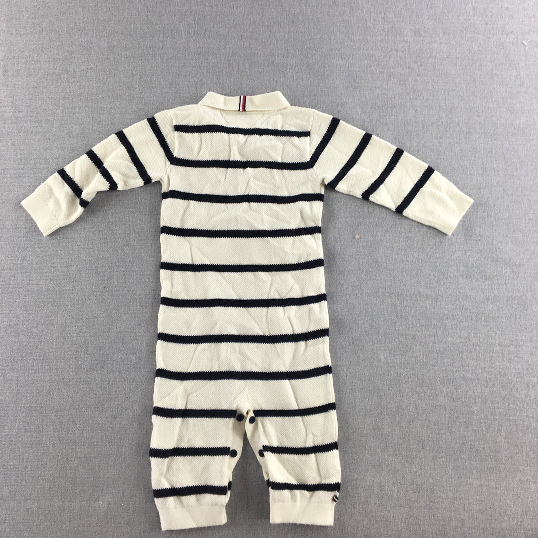 Tommy Hilfiger Baby Bodysuit Size 1 White Long Sleeve Striped One-Peice