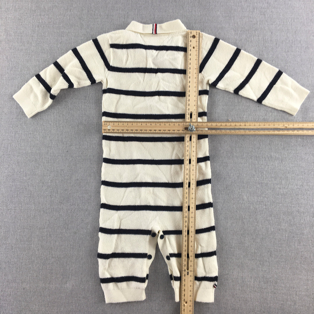 Tommy Hilfiger Baby Bodysuit Size 1 White Long Sleeve Striped One-Peice