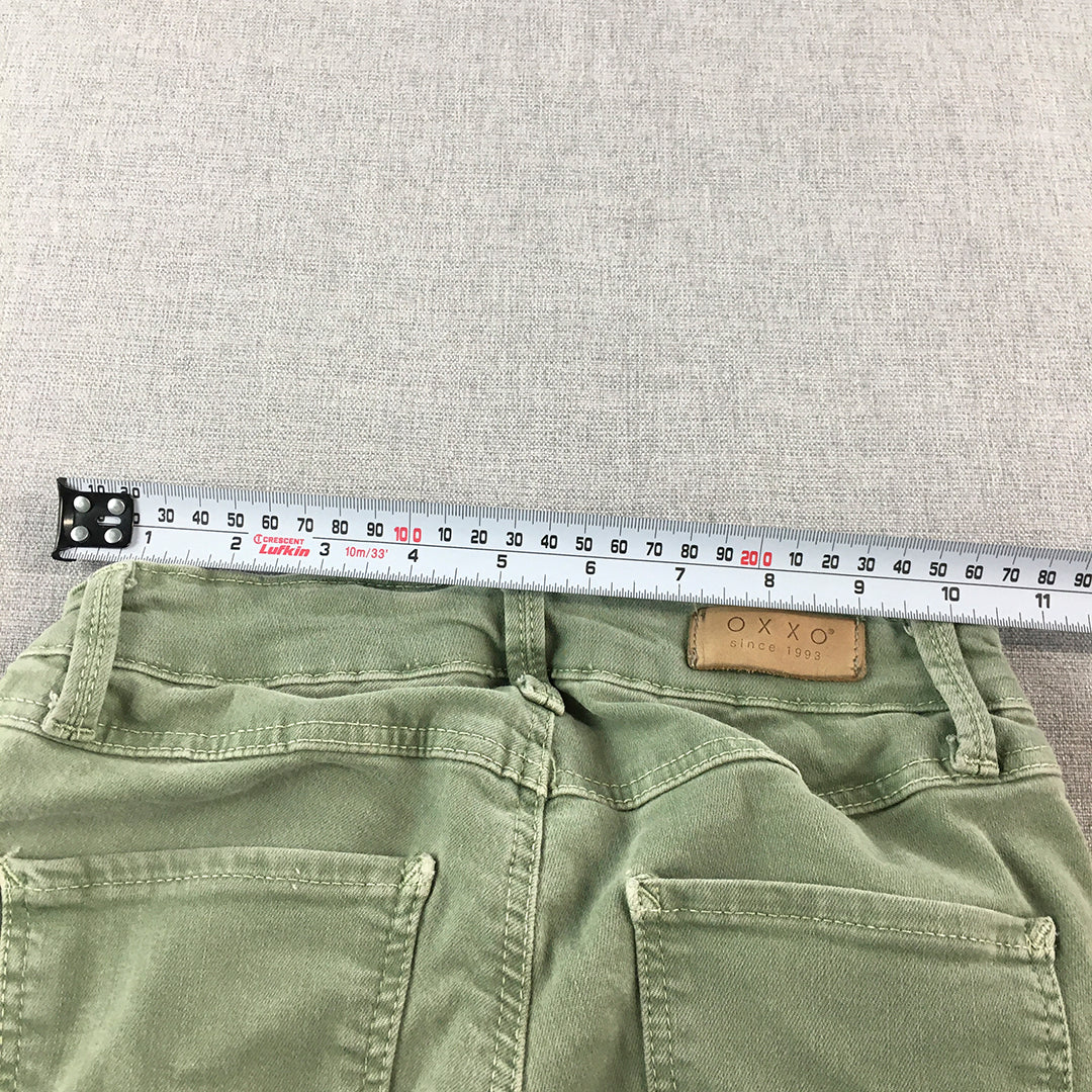 OXXO Womens Skinny Jeans Size XS Green Stretch Denim Pockets