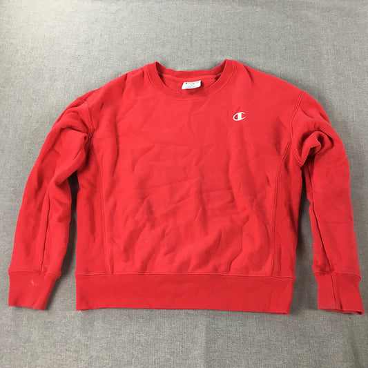 Champion Reverse Weave Mens Sweater Size M Red Logo Crew Neck Jumper