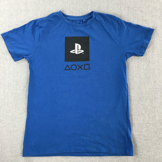 Playstation Kids Boys T-Shirt Size 10 Blue Logo Videogame Short Sleeve Tee