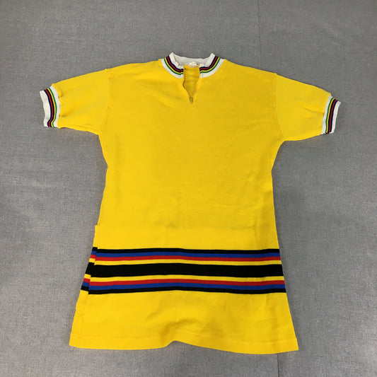 Vintage 1970s Gicom Holland Cycling Jersey Size S Yellow Made In Netherlands