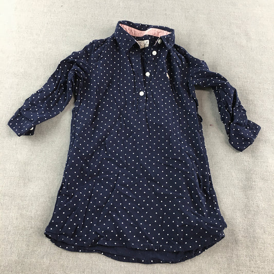 H&M Kids Boys Shirt Size 2 - 3 Years Toddler Blue Dot Long Sleeve Top