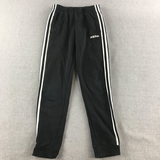 Adidas Kids Boys Tracksuit Pants Size 10 - 11 Black Logo Pockets Jogger Striped