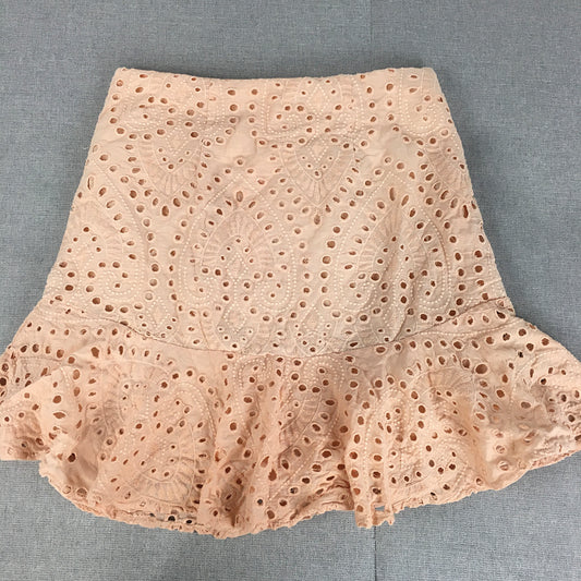 Saints + Secrets Womens Mini Skirt Size 8 Peach Pink Floral Lace